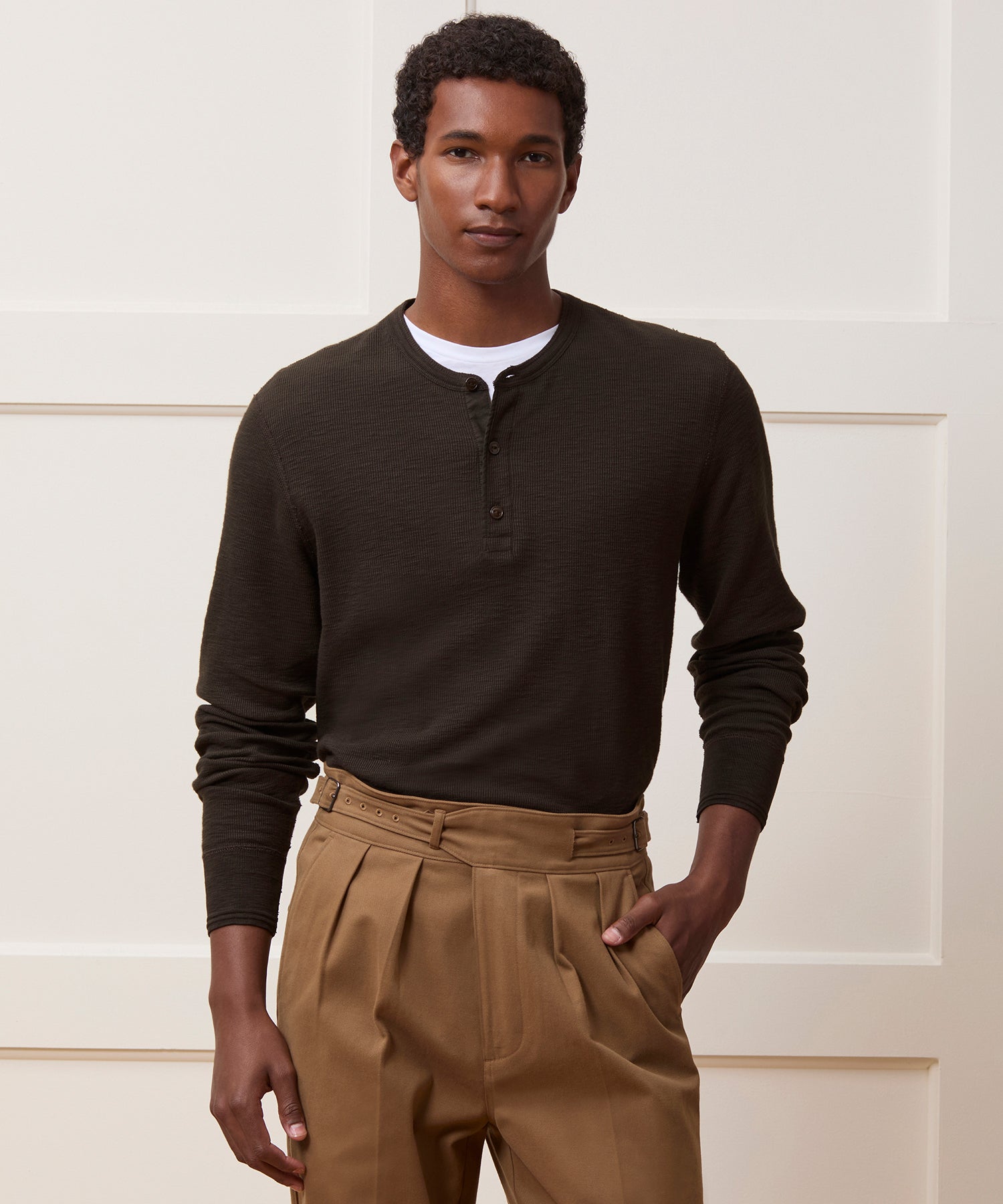 Lightweight Mini Waffle Henley