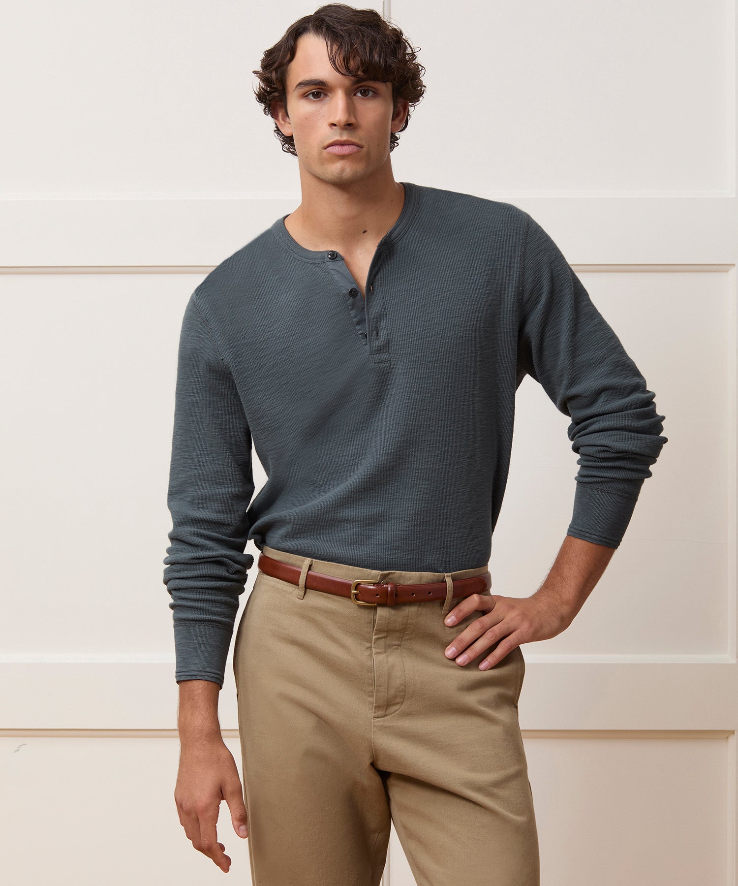 Lightweight Mini Waffle Henley