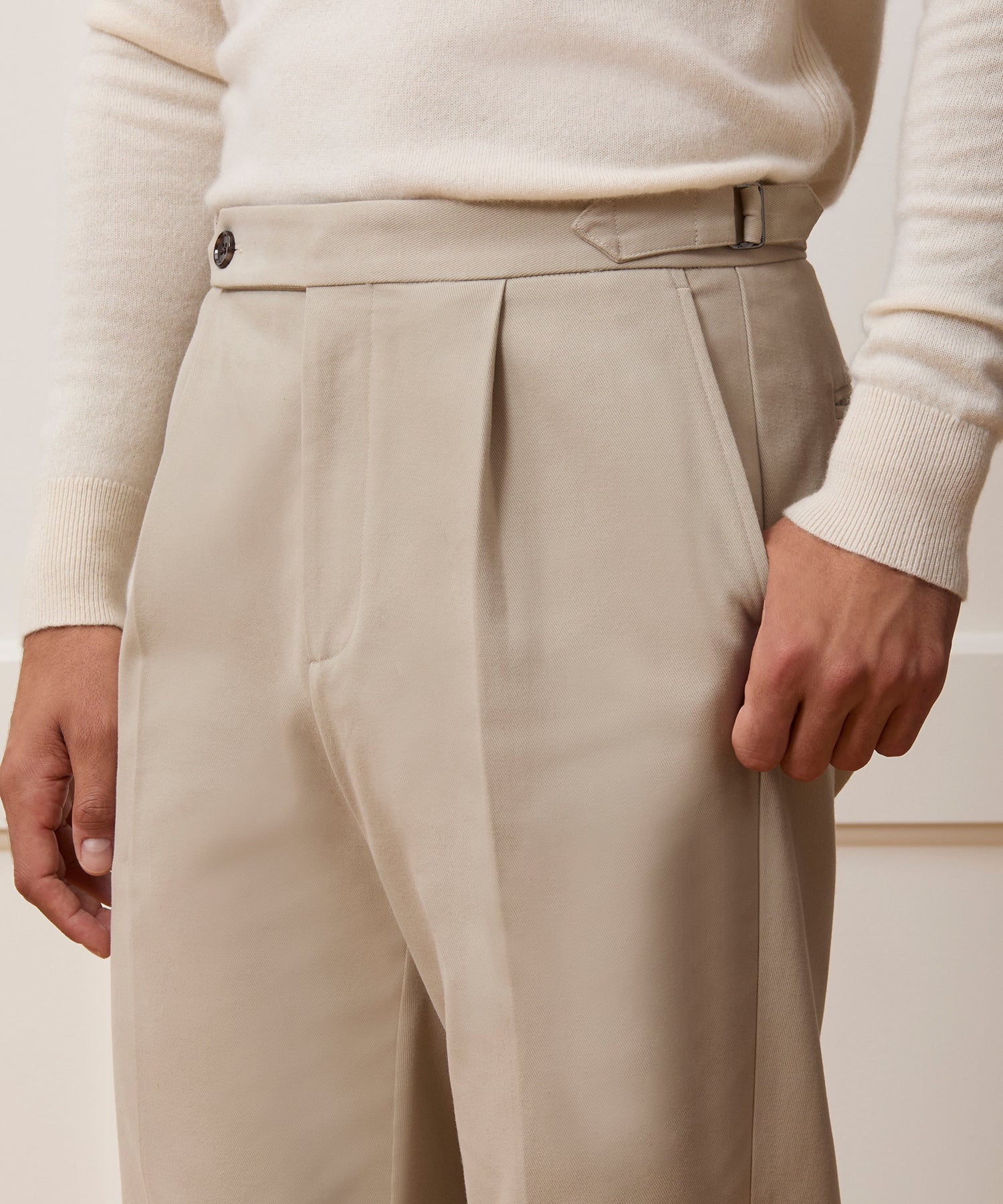 Italian Brushed Cotton Side Tab Trouser