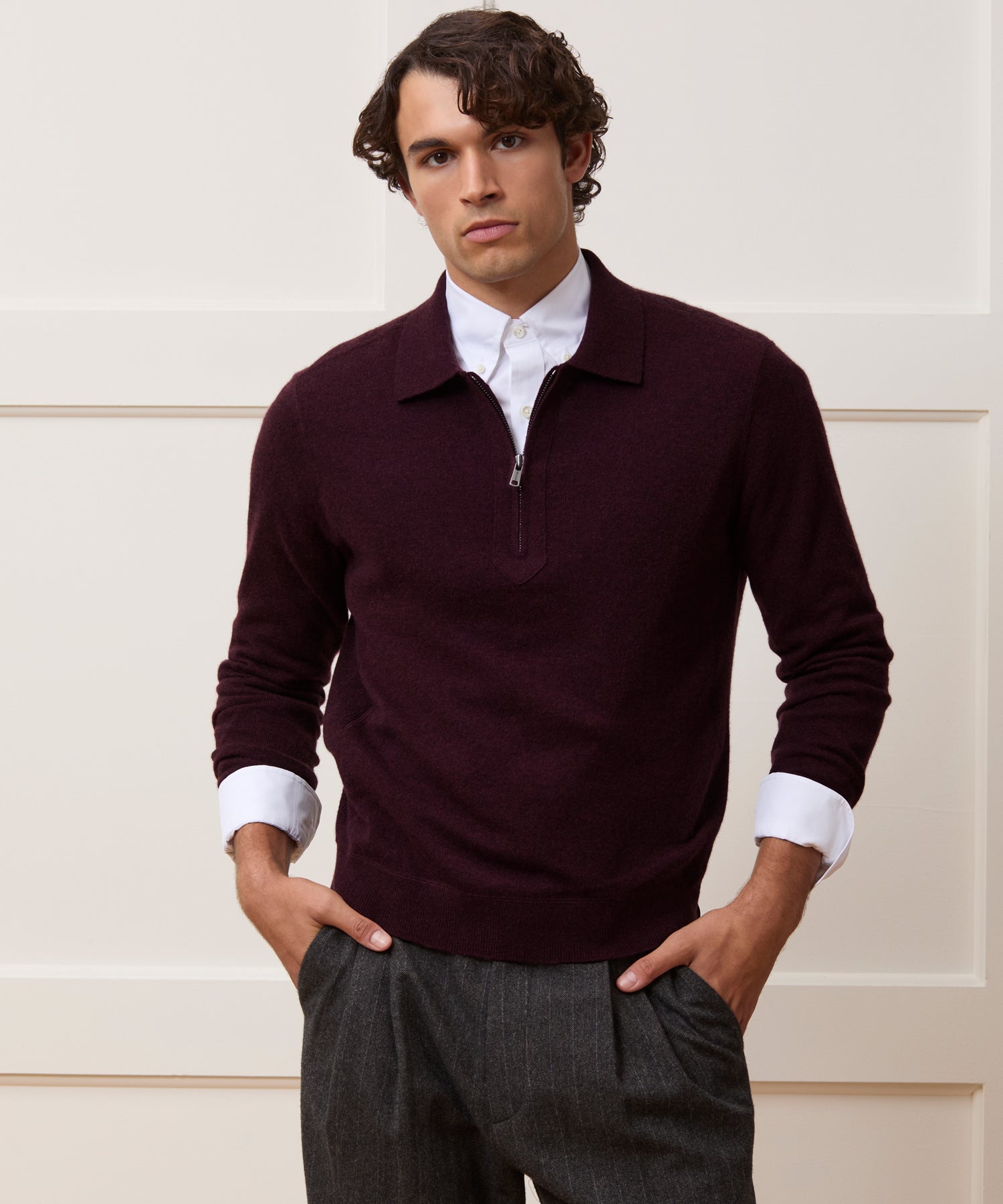 Cashmere Quarter-Zip Sweater Polo