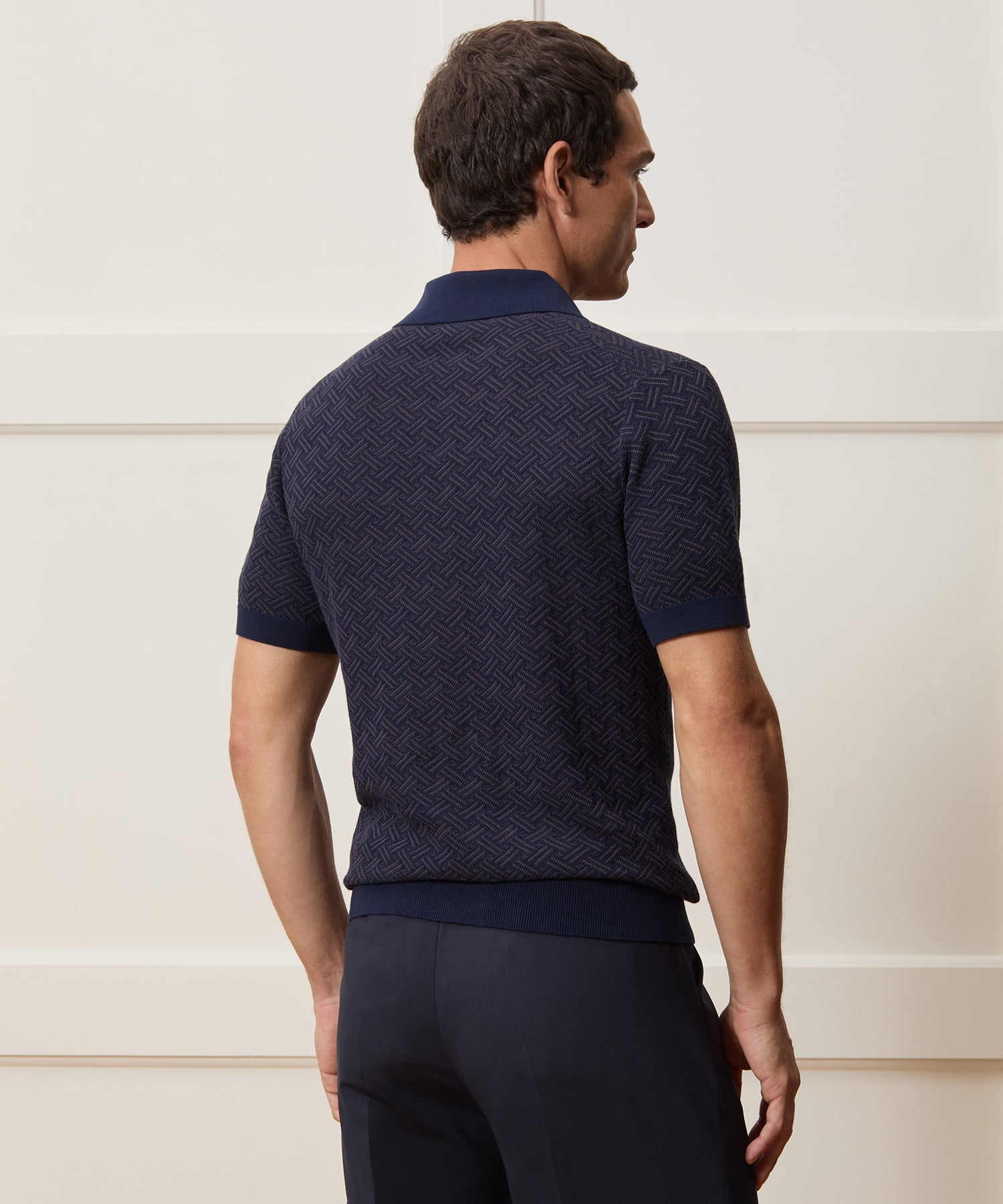 Cotton Basketweave Sweater Polo