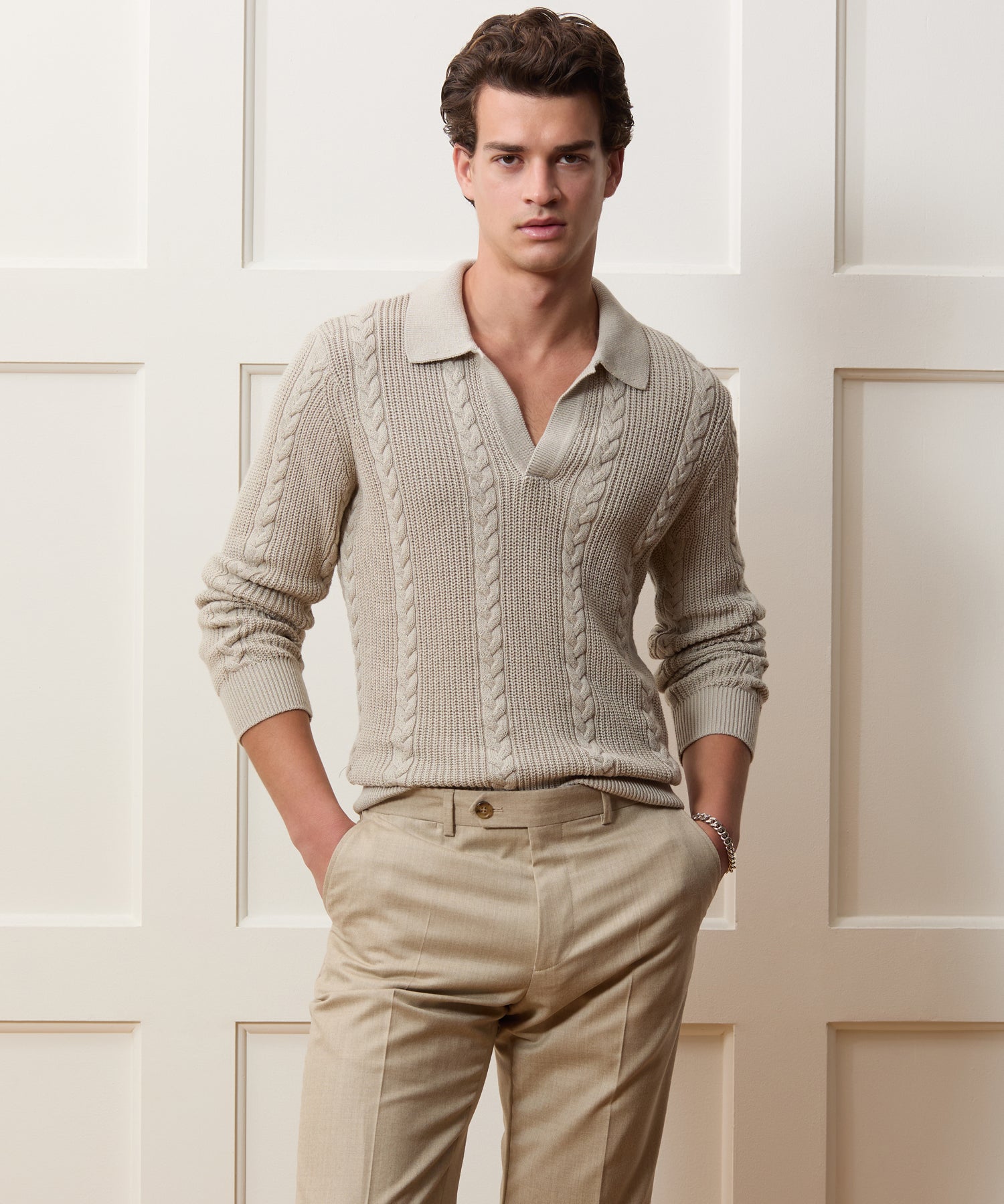 Beechwood Cable Knit Sweater Polo