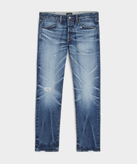 Slim Japanese Selvedge Stretch Jean in Distressed Wash