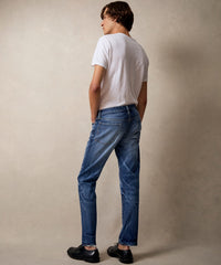 Slim Japanese Selvedge Stretch Jean in Distressed Wash