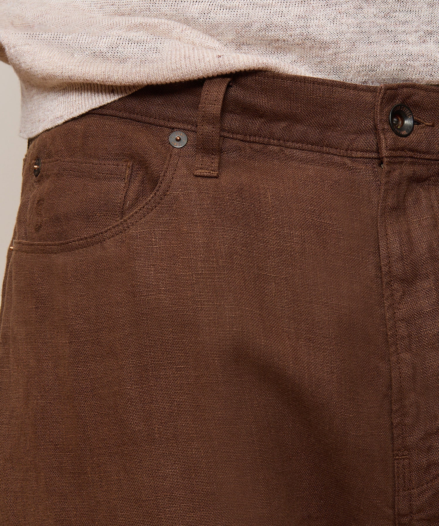 Straight Fit 5-Pocket Linen Pant