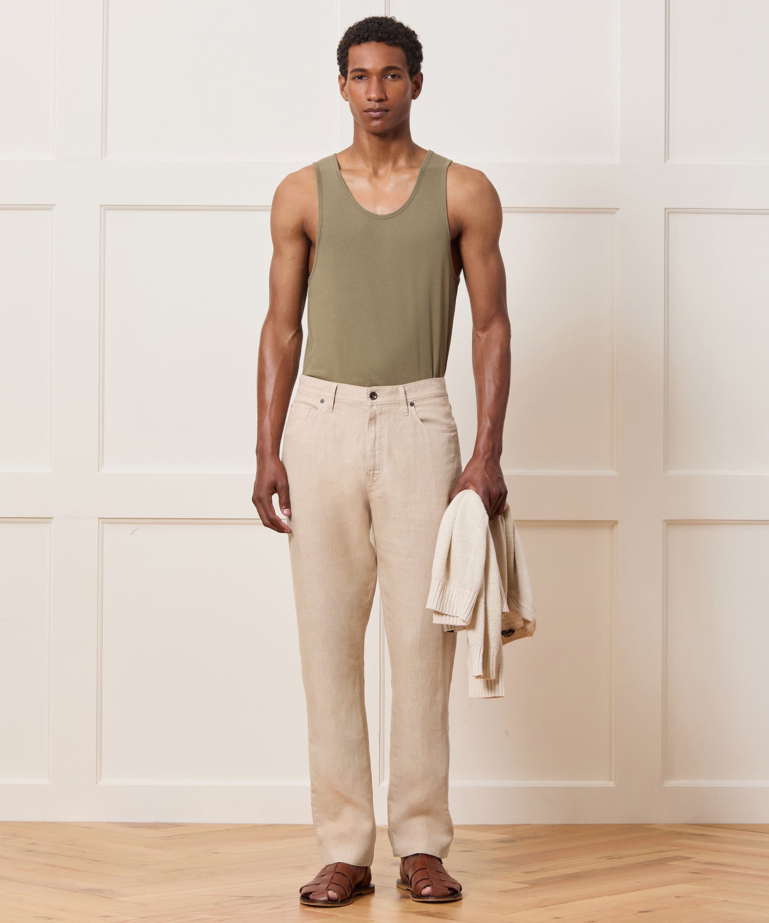 Straight Fit 5-Pocket Linen Pant