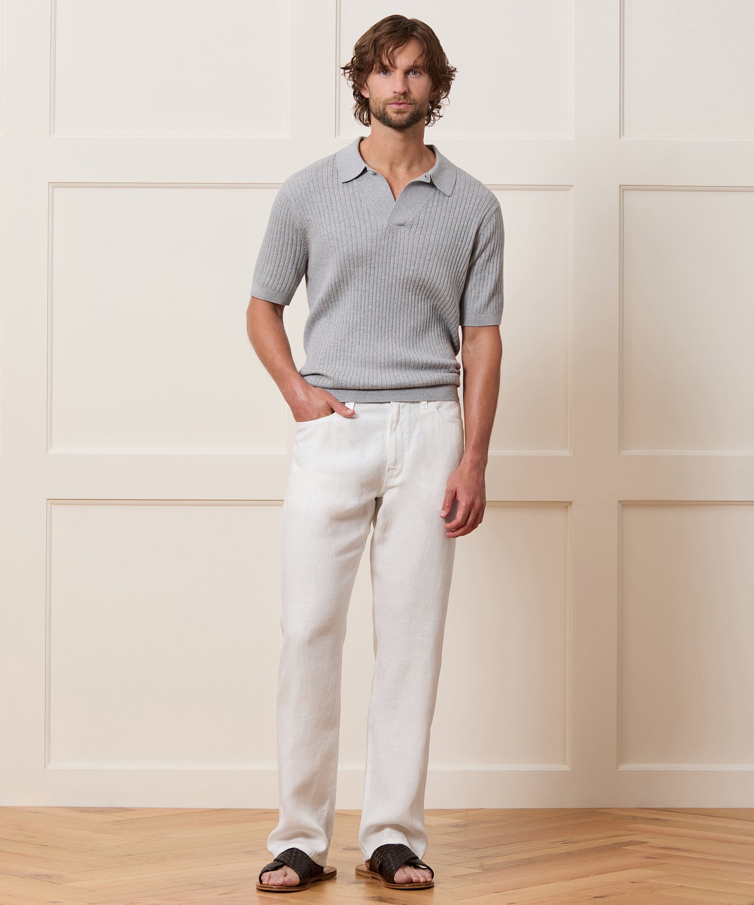 Straight Fit 5-Pocket Linen Pant