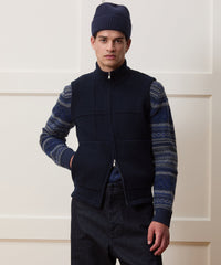 Inis Meáin Donegal Full Zip Vest in Navy