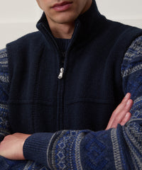 Inis Meáin Donegal Full Zip Vest in Navy