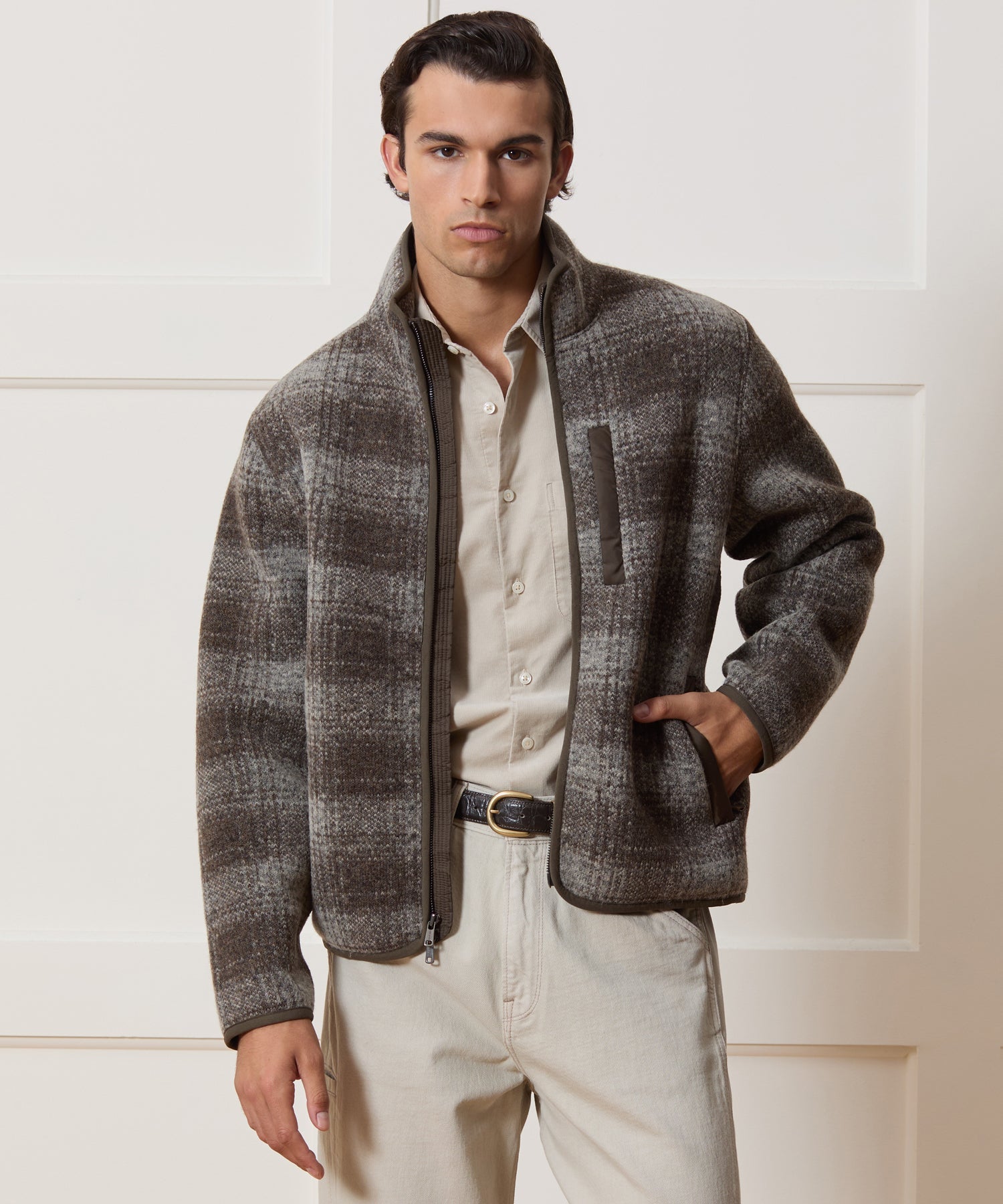 Plaid Fleece Lodge Jacket