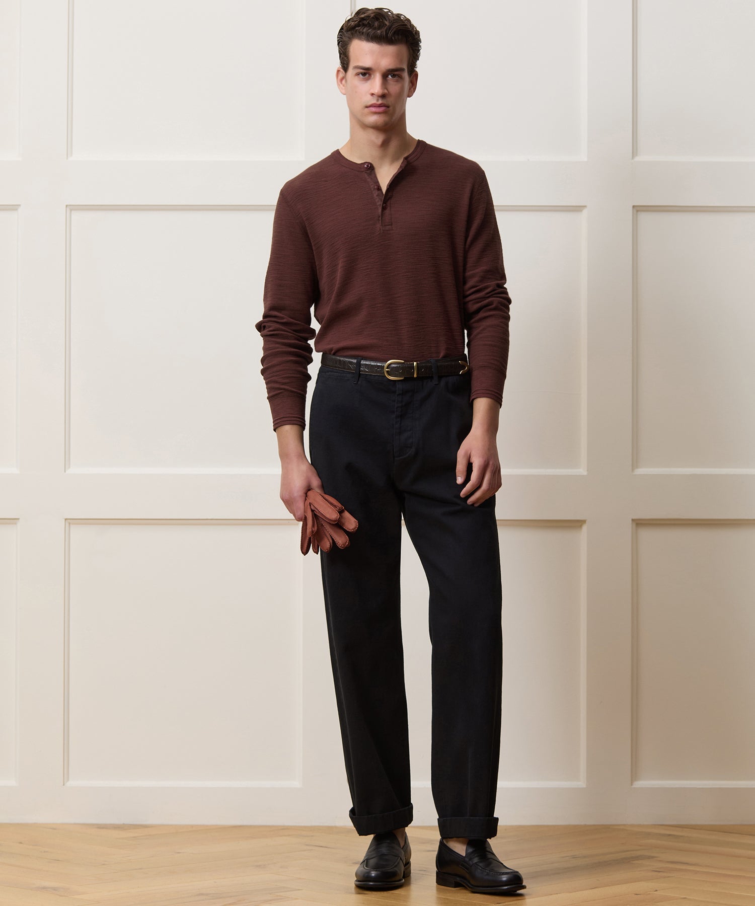 Lightweight Mini Waffle Henley