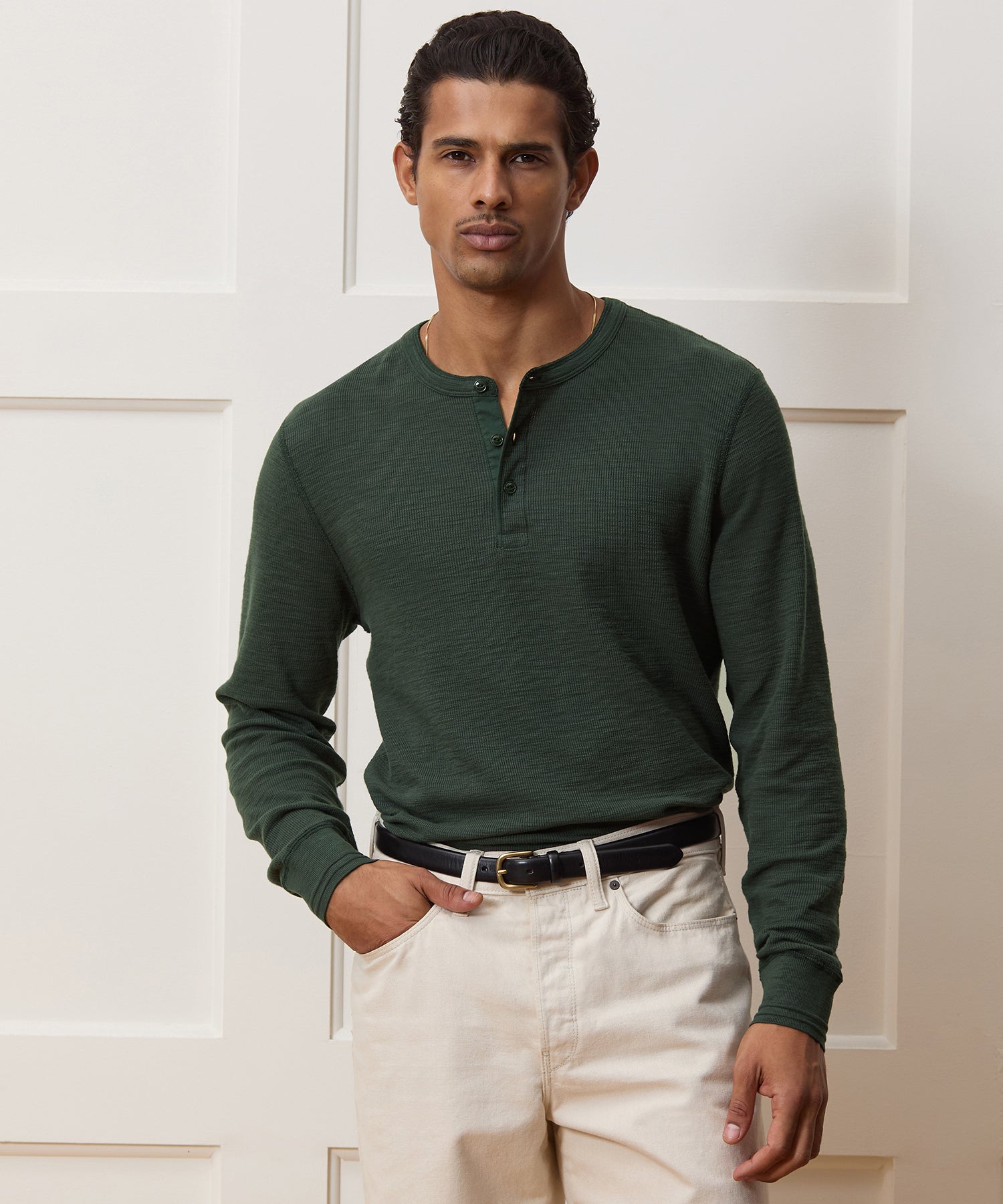 Lightweight Mini Waffle Henley