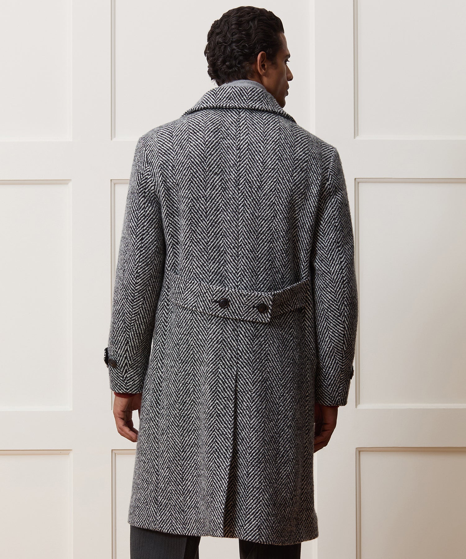 Italian Wool Herringbone Officer Coat