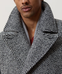 Italian Wool Herringbone Officer Coat