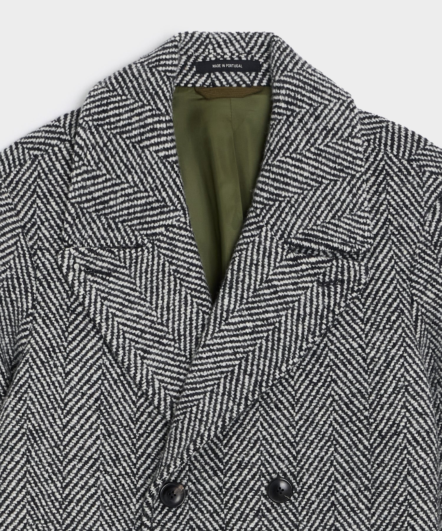 Italian Wool Herringbone Officer Coat