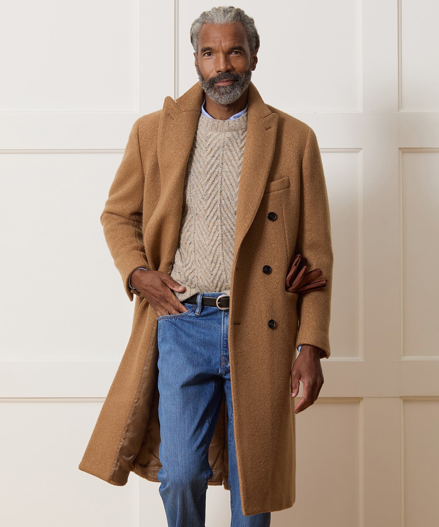 Italian Wool Peak Lapel Topcoat