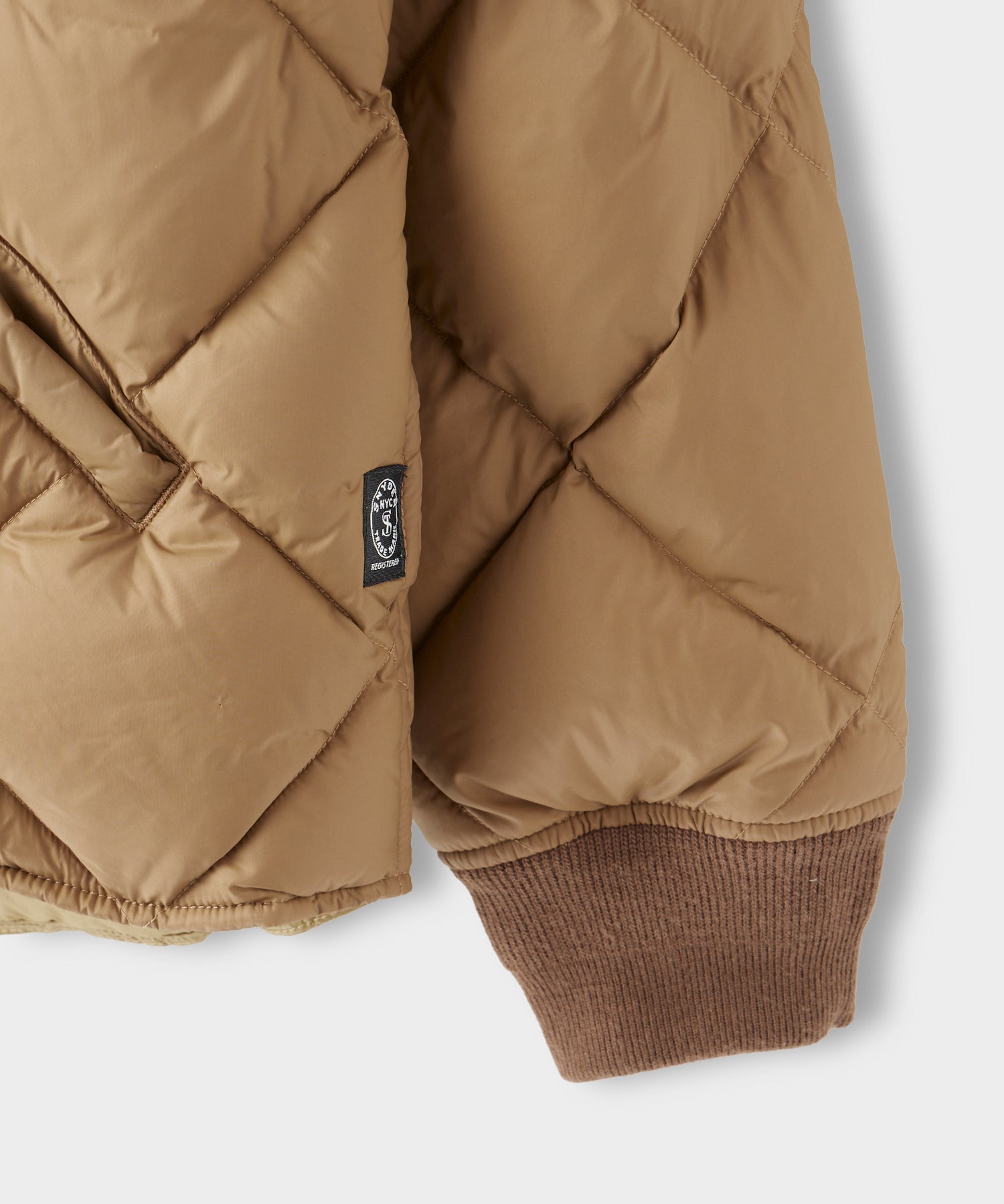 *Holding for F23* Italian Quilted Down Snap Bomber in Camel