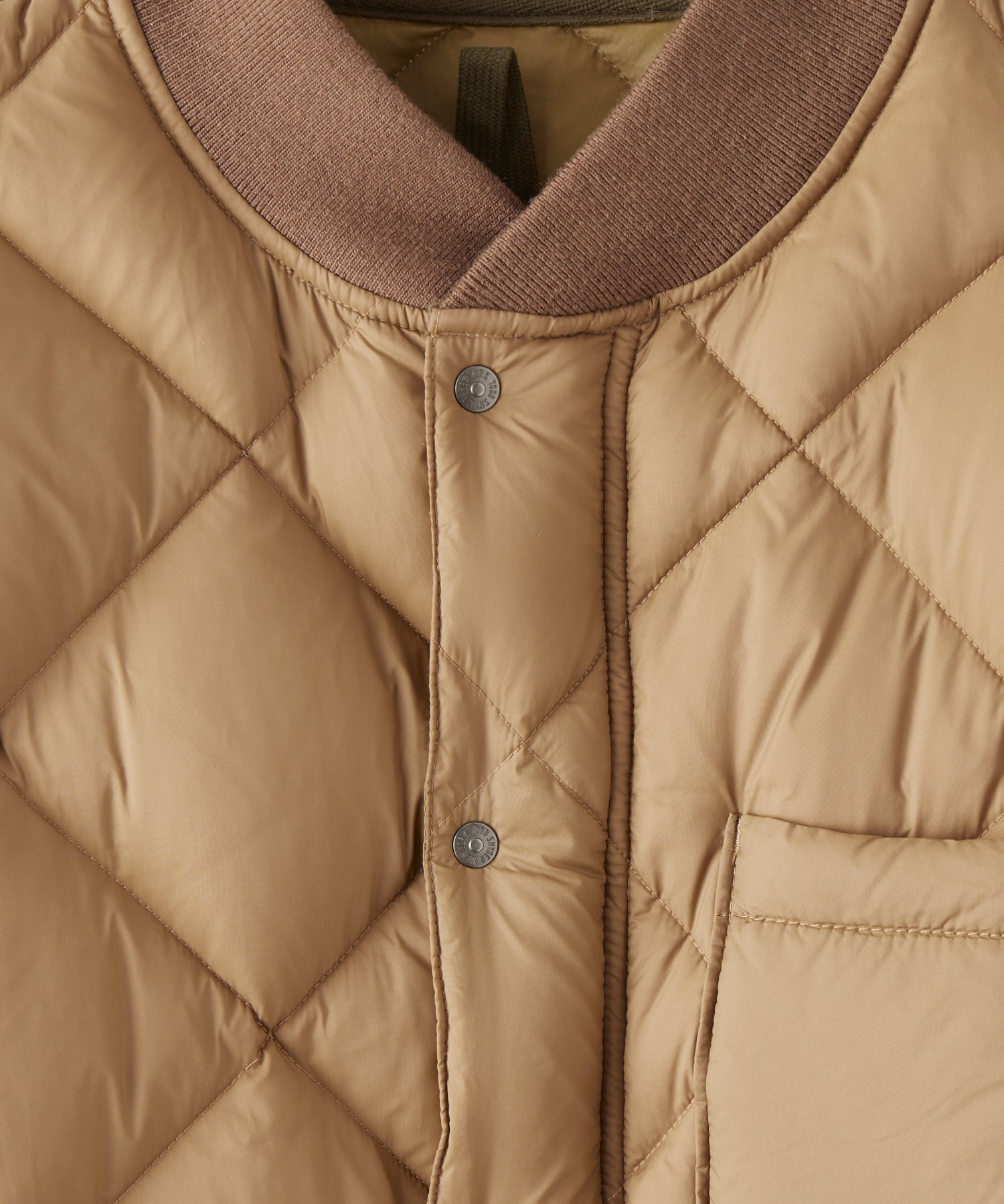 *Holding for F23* Italian Quilted Down Snap Bomber in Camel