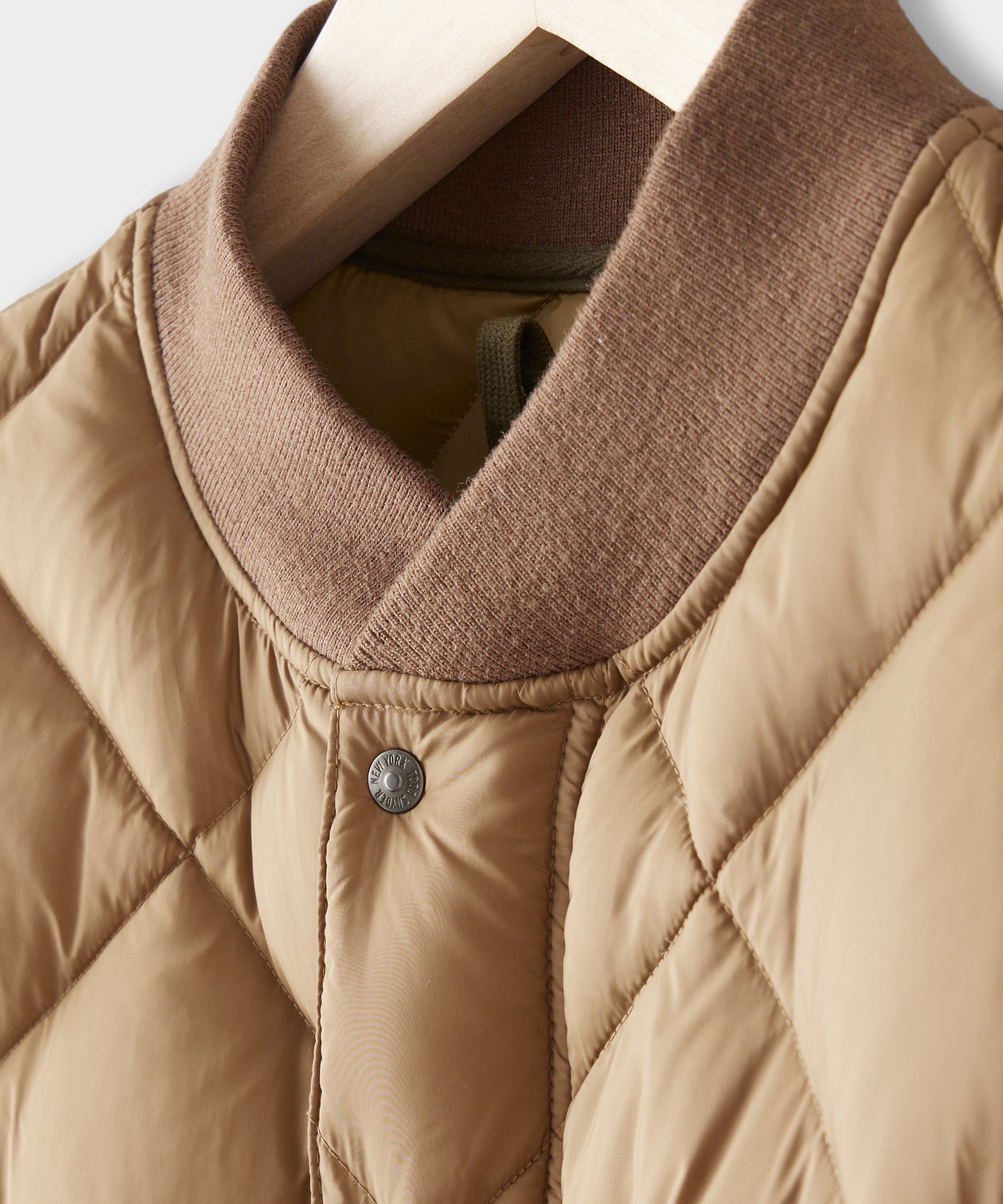 *Holding for F23* Italian Quilted Down Snap Bomber in Camel