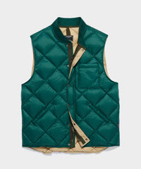 Italian Quilted Nylon Liner Vest in Deep Pine