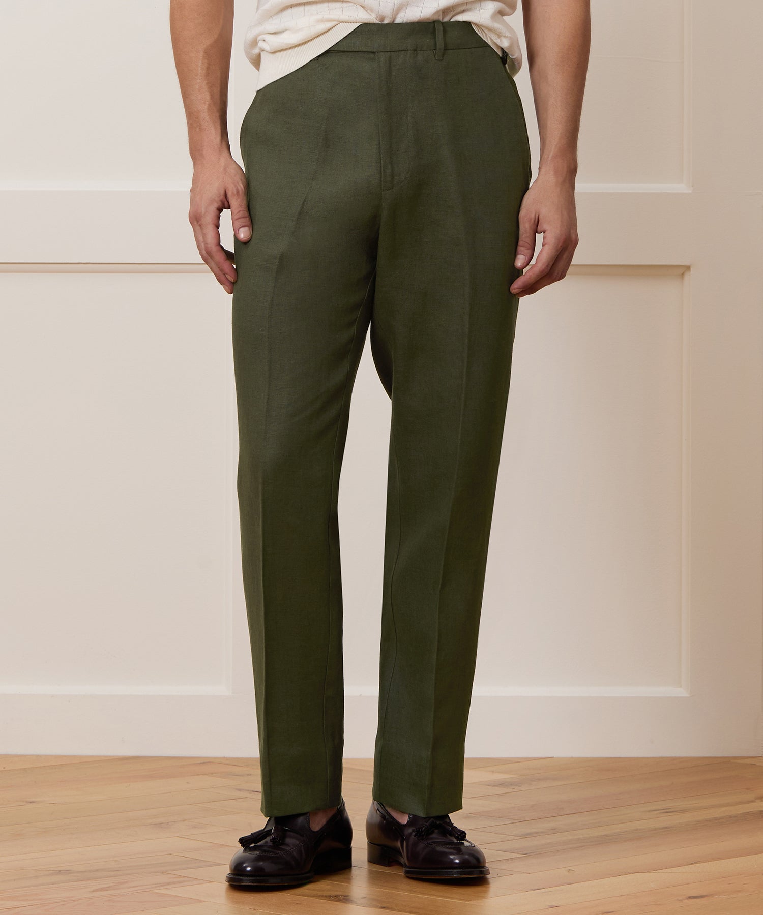 Straight Fit Linen Tab Trouser