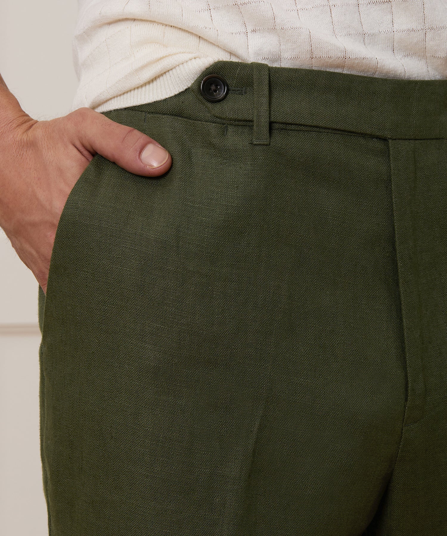 Straight Fit Linen Tab Trouser