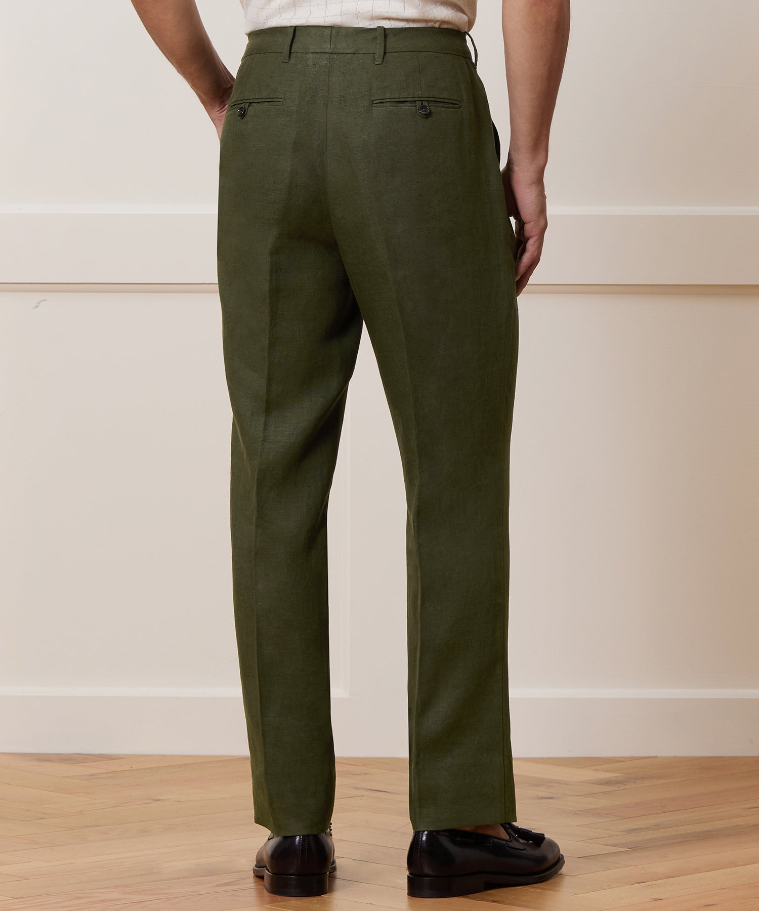 Straight Fit Linen Tab Trouser