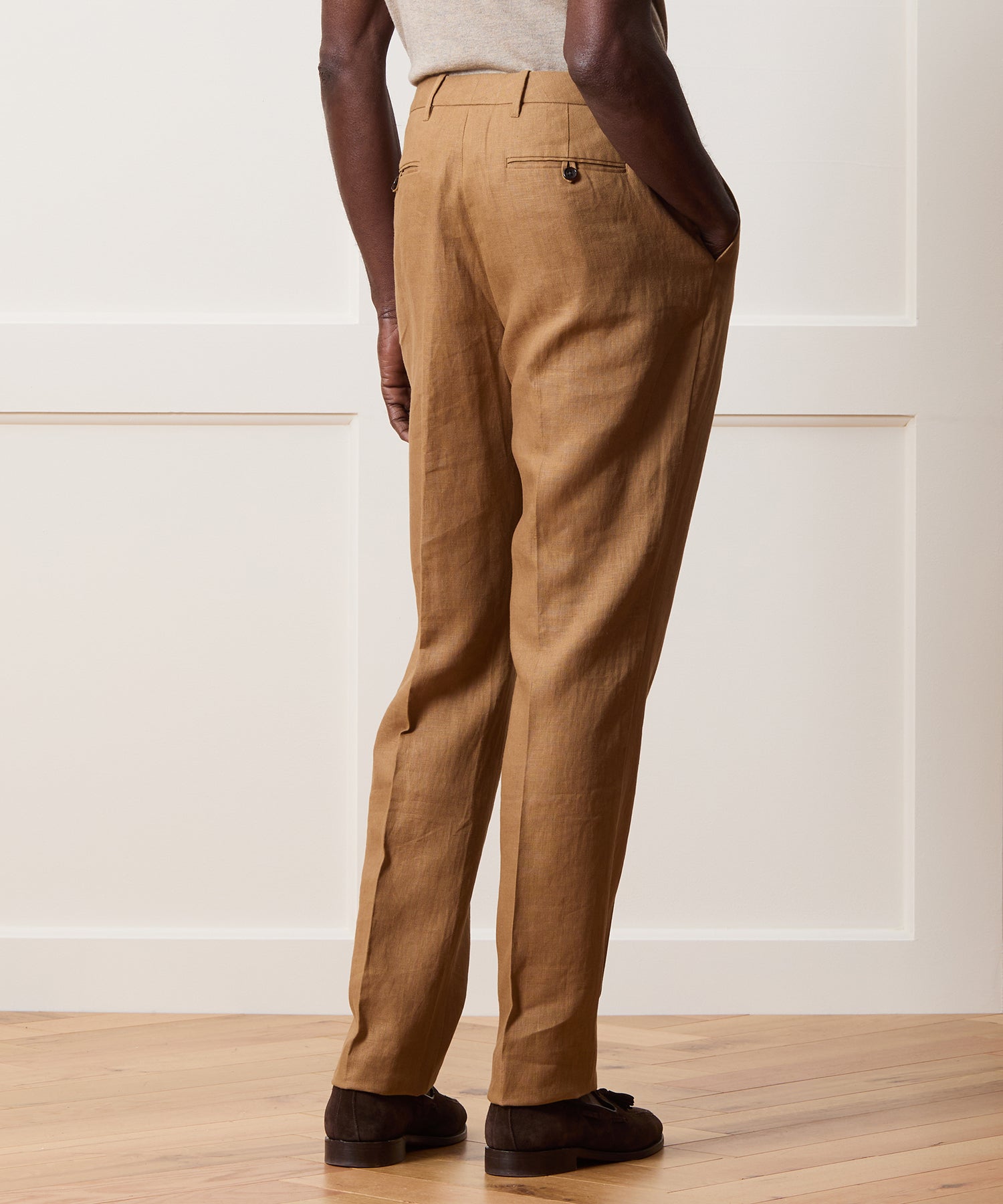 Straight Fit Linen Tab Trouser