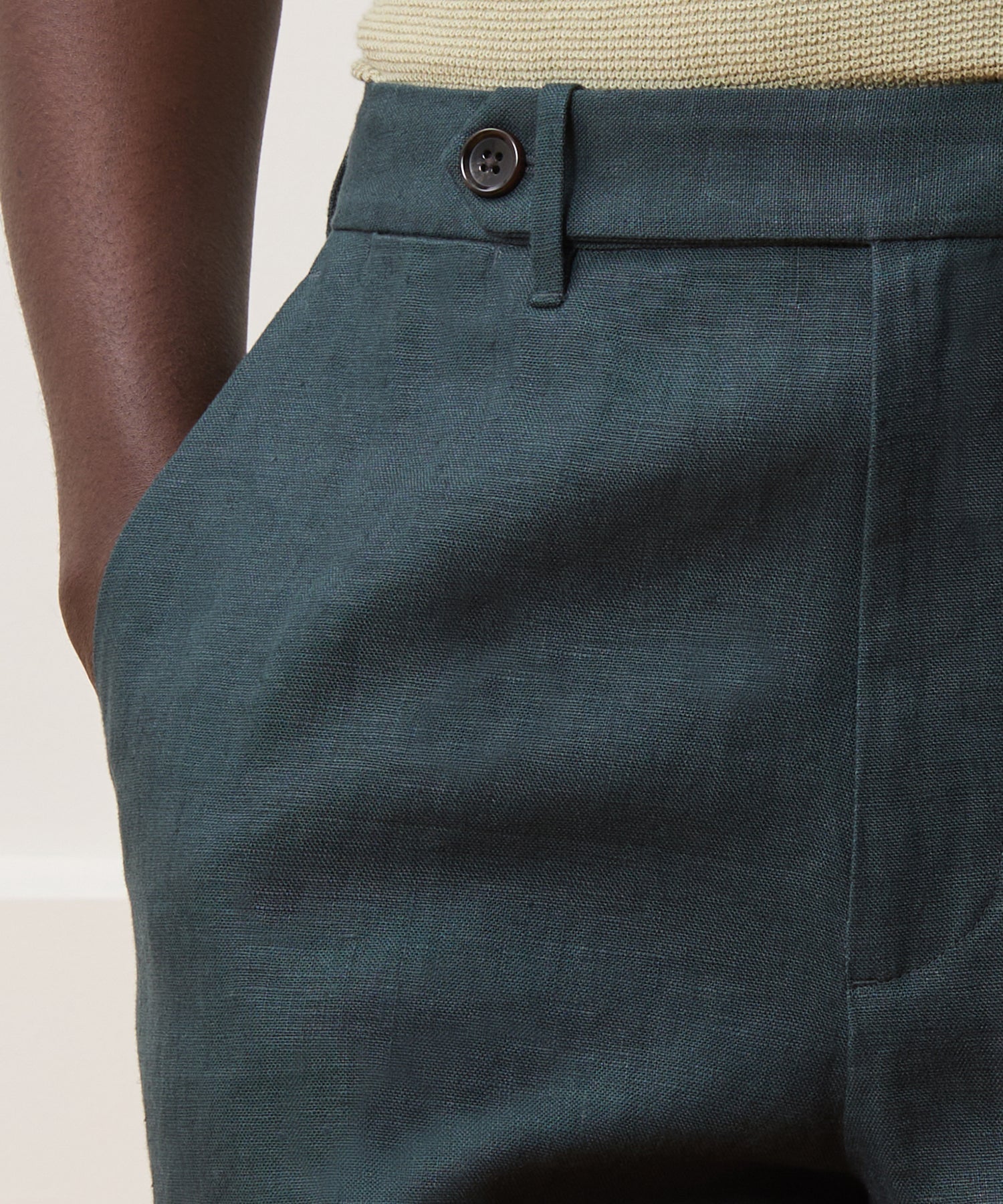 Straight Fit Linen Tab Trouser
