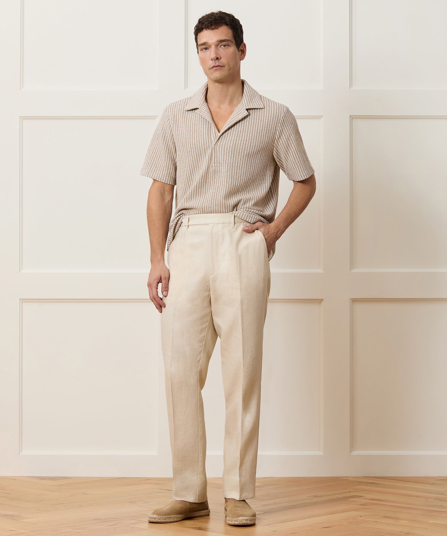 Straight Fit Linen Tab Trouser