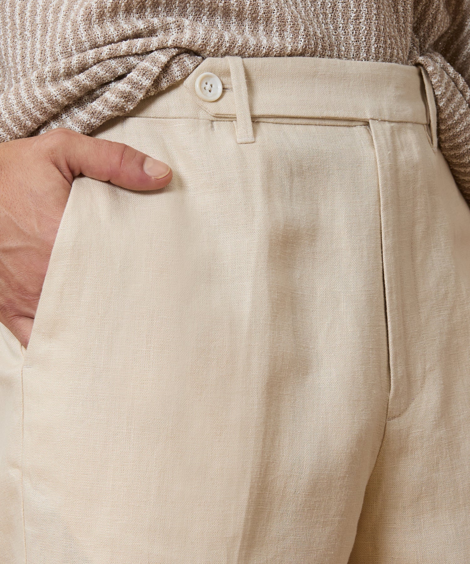 Straight Fit Linen Tab Trouser
