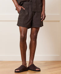 5" Embroidered Linen Beachcomber Short