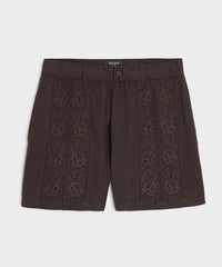 5" Embroidered Linen Beachcomber Short