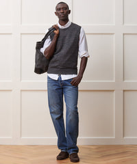 Inis Meáin Linen Crewneck Vest in Charcoal Marl