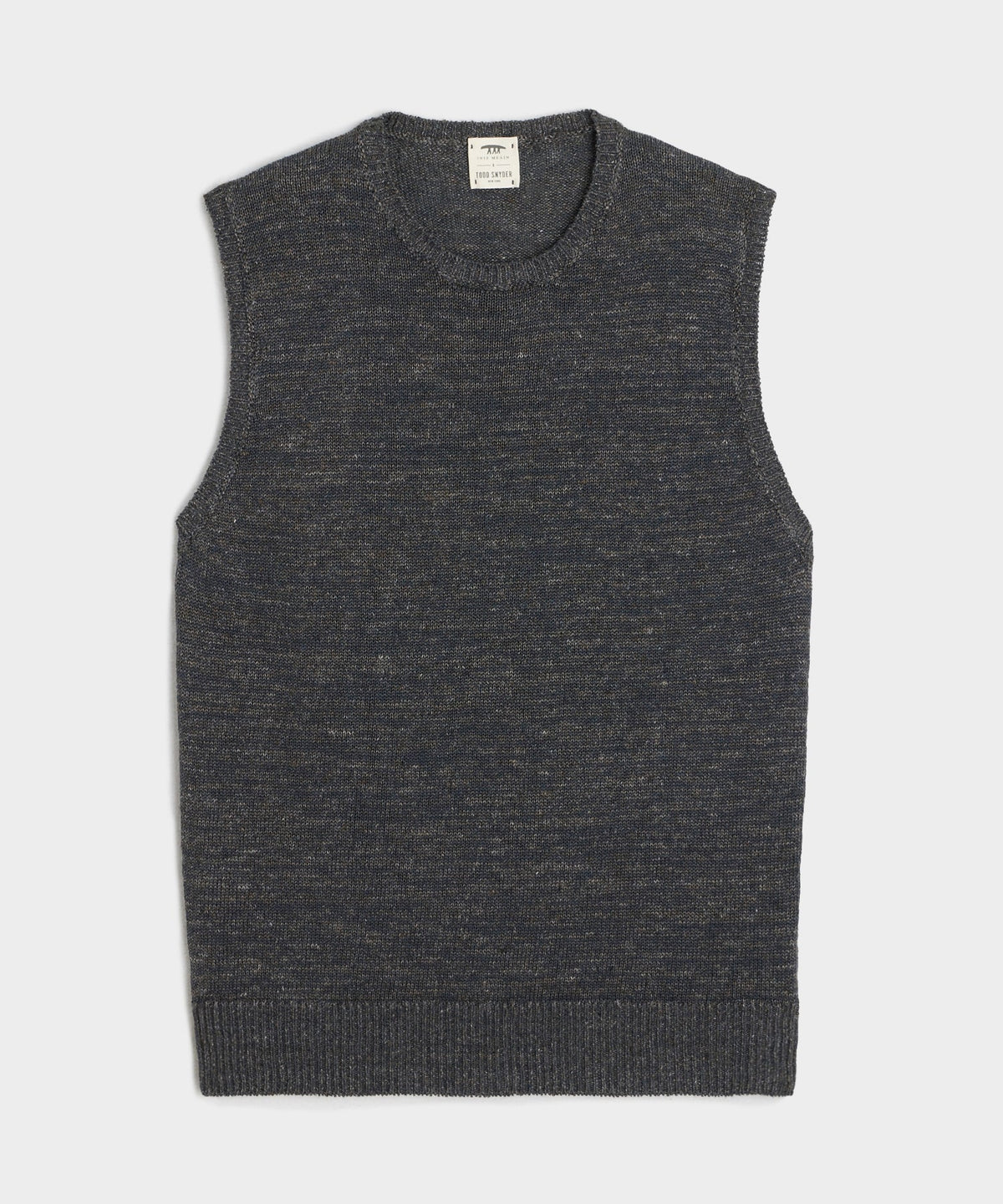 Inis Meáin Linen Crewneck Vest in Charcoal Marl
