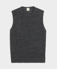Inis Meáin Linen Crewneck Vest in Charcoal Marl