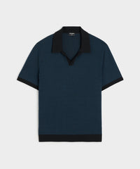Herringbone Silk-Cotton Montauk Sweater Polo