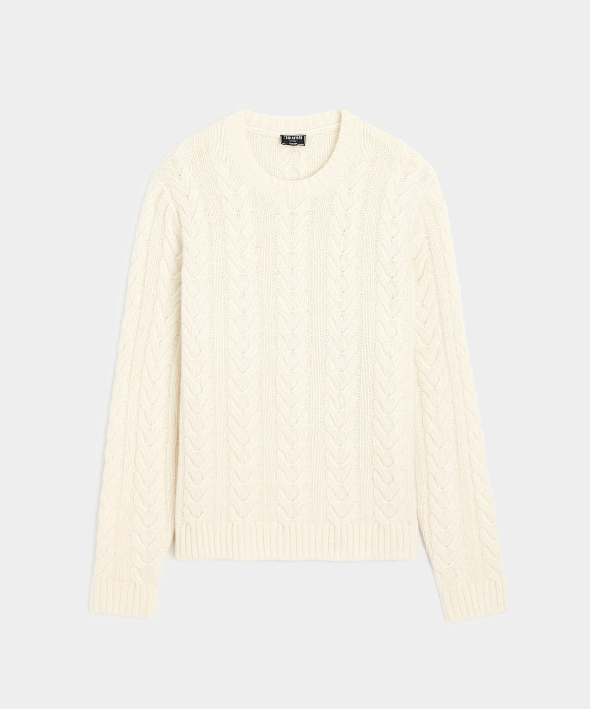 Wool Cable Crewneck Sweater in Bisque