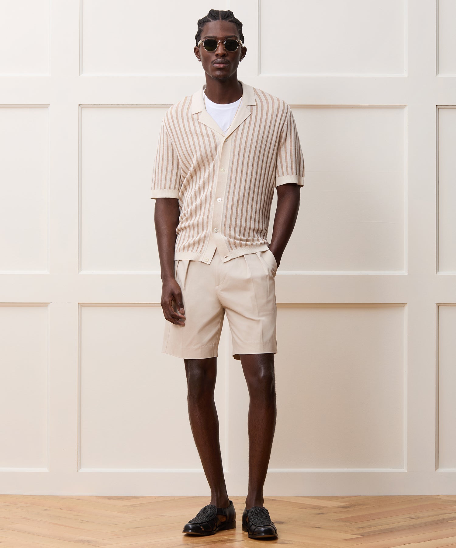 Cropped Silk-Cotton Bungalow Sweater Polo