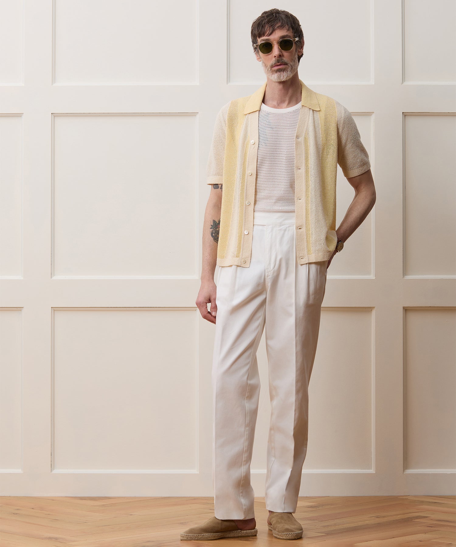 Cropped Boucle Sweater Polo