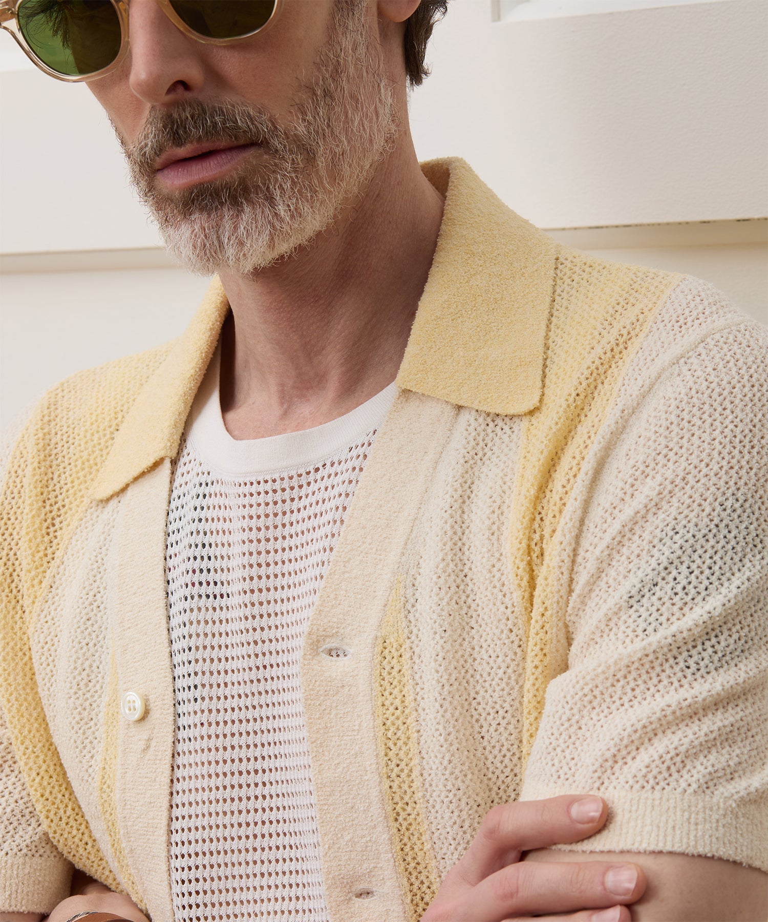 Cropped Boucle Sweater Polo