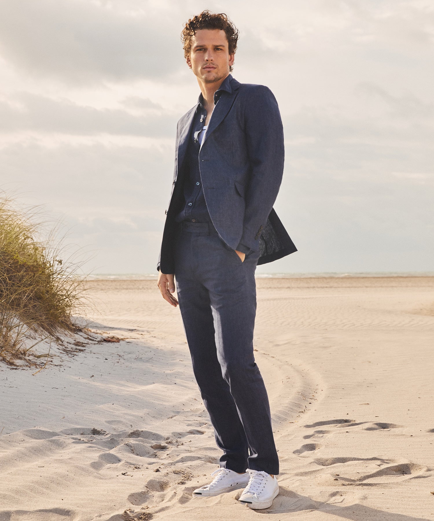 Italian Linen Soft Sutton Suit Trouser in Navy