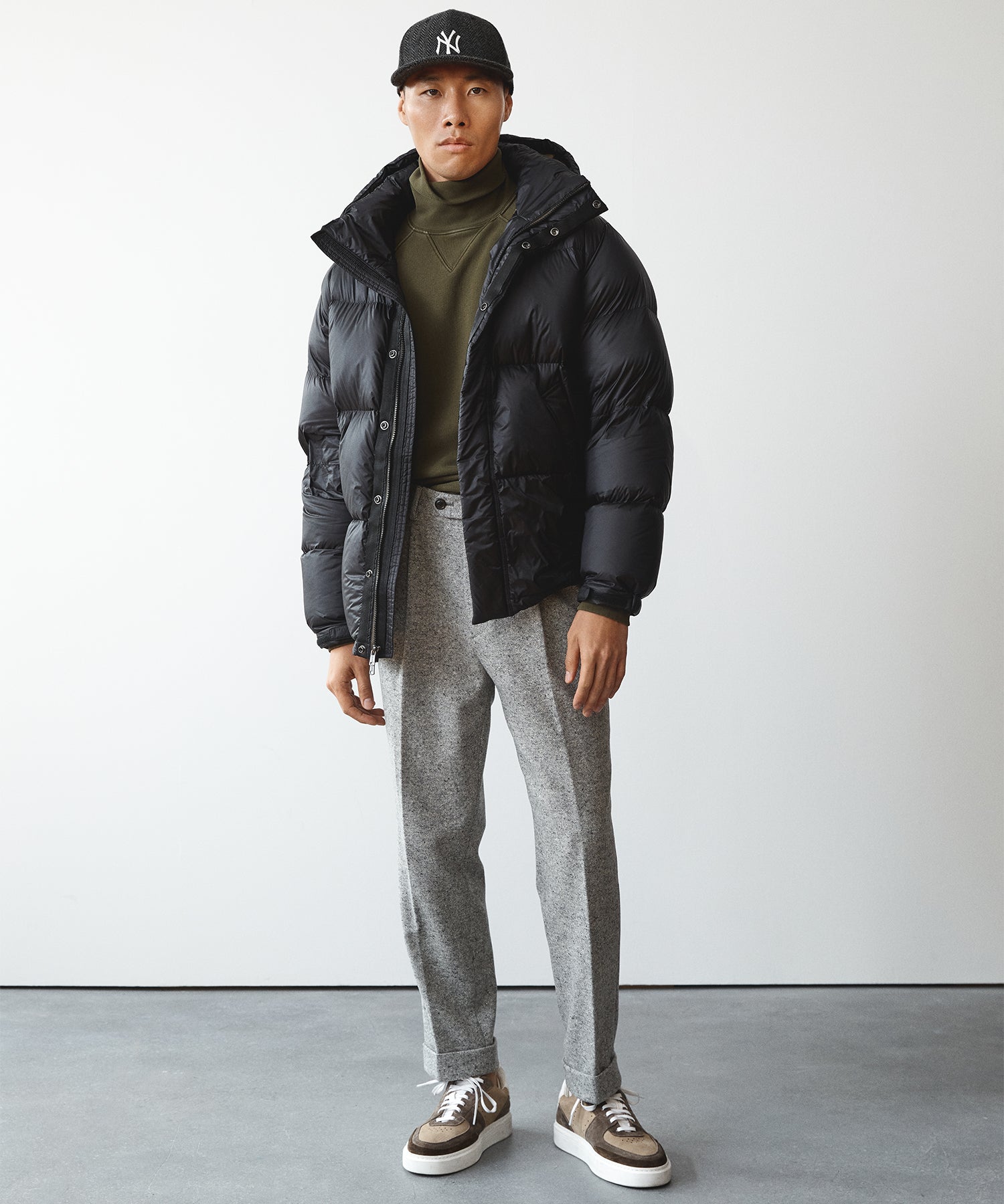 Italian Short Tech Down Parka in Black