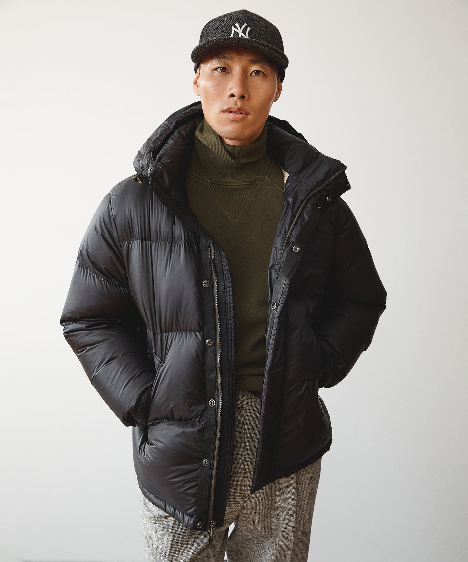 Italian Short Tech Down Parka in Black