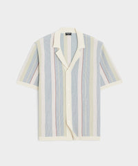 Cotton Silk Stripe Bungalow Polo in Dusty Lavender