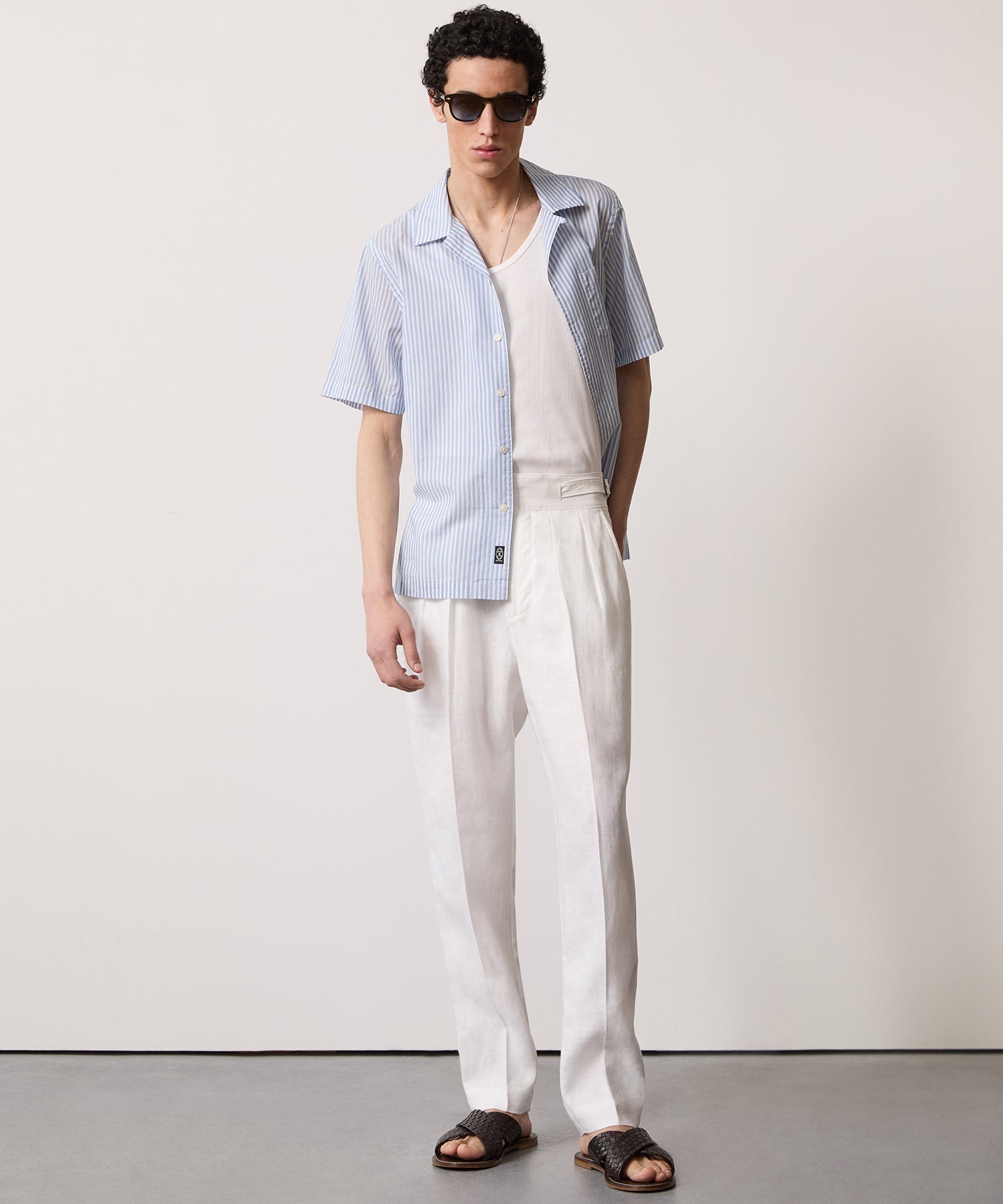 Irish Linen Gurkha Trouser in White