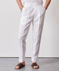 Irish Linen Gurkha Trouser in White