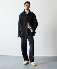 Italian Cashmere Chore Coat in Black Boucle