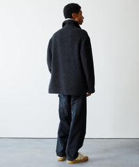 Italian Cashmere Chore Coat in Black Boucle