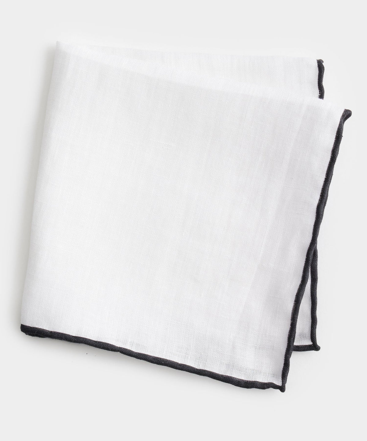 Italian Tipped Linen Pocket Square in Black